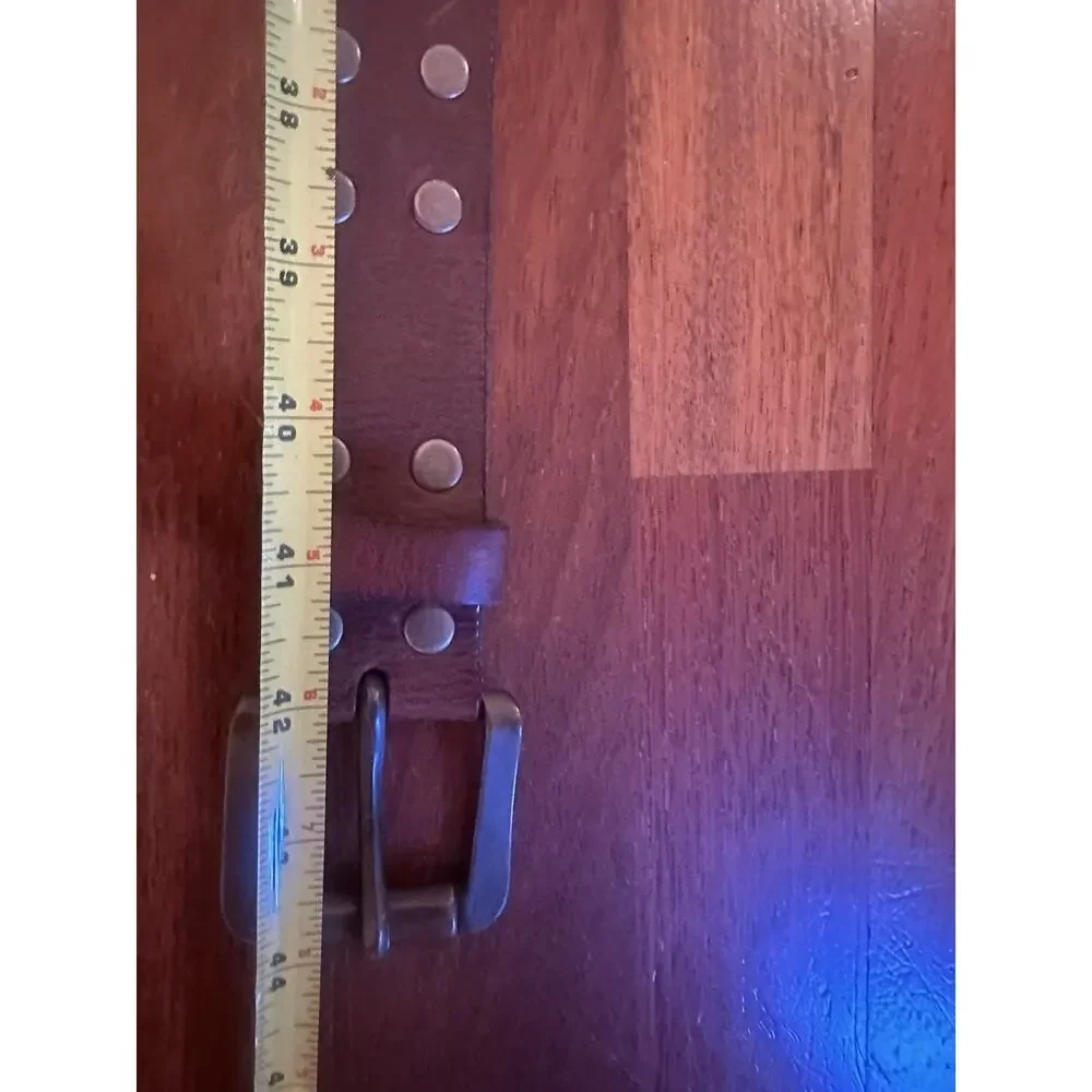 Aeropostale Studded Distressed Brown Leather Belt Unisex Size Medium Vintage EUC